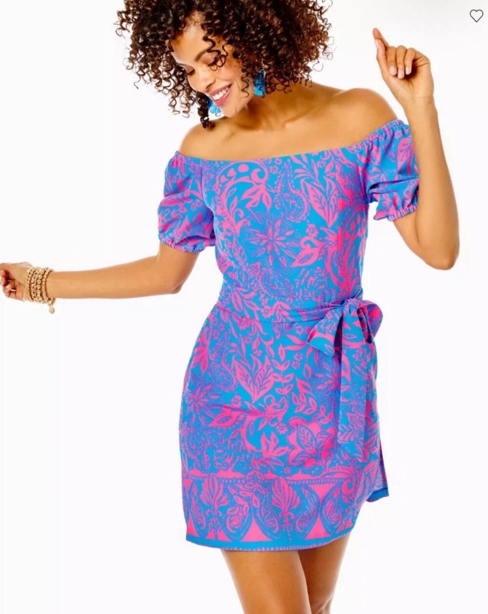 Lilly Pulitzer Jada Off The Shoulder Romper 14 Leaf An Impression Engineered NWT